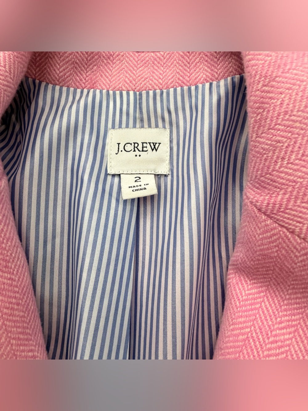 J.Crew Factory Schoolboy Blazer Pink Herringbone Wool Blend Jacket 2 Preppy - Picture 2 of 14